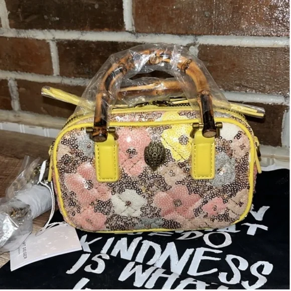 Kurt Geiger Extra Small Kensington Bamboo Handle Sequin Crossbody Bag Purse - Picture 5 of 11